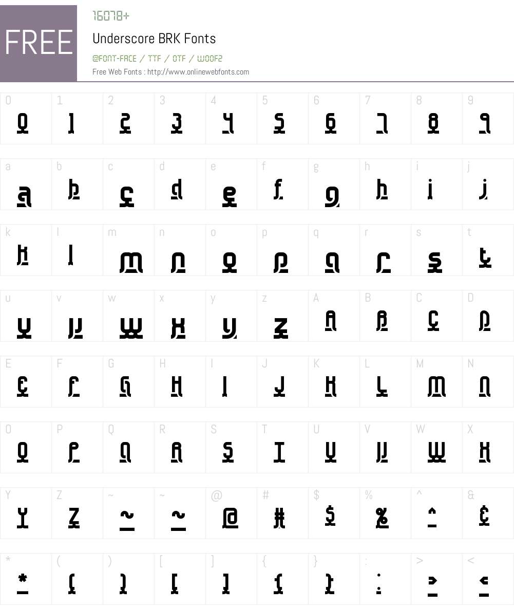 Underscore BRK Font Screenshots