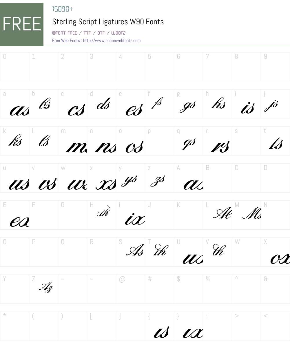 SterlingScriptLigaturesW Font Screenshots