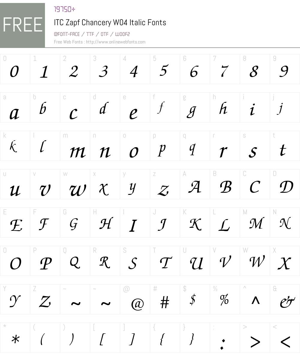 ITC Zapf Chancery Font Screenshots