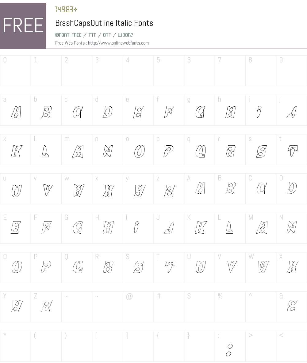 BrashCapsOutline Font Screenshots