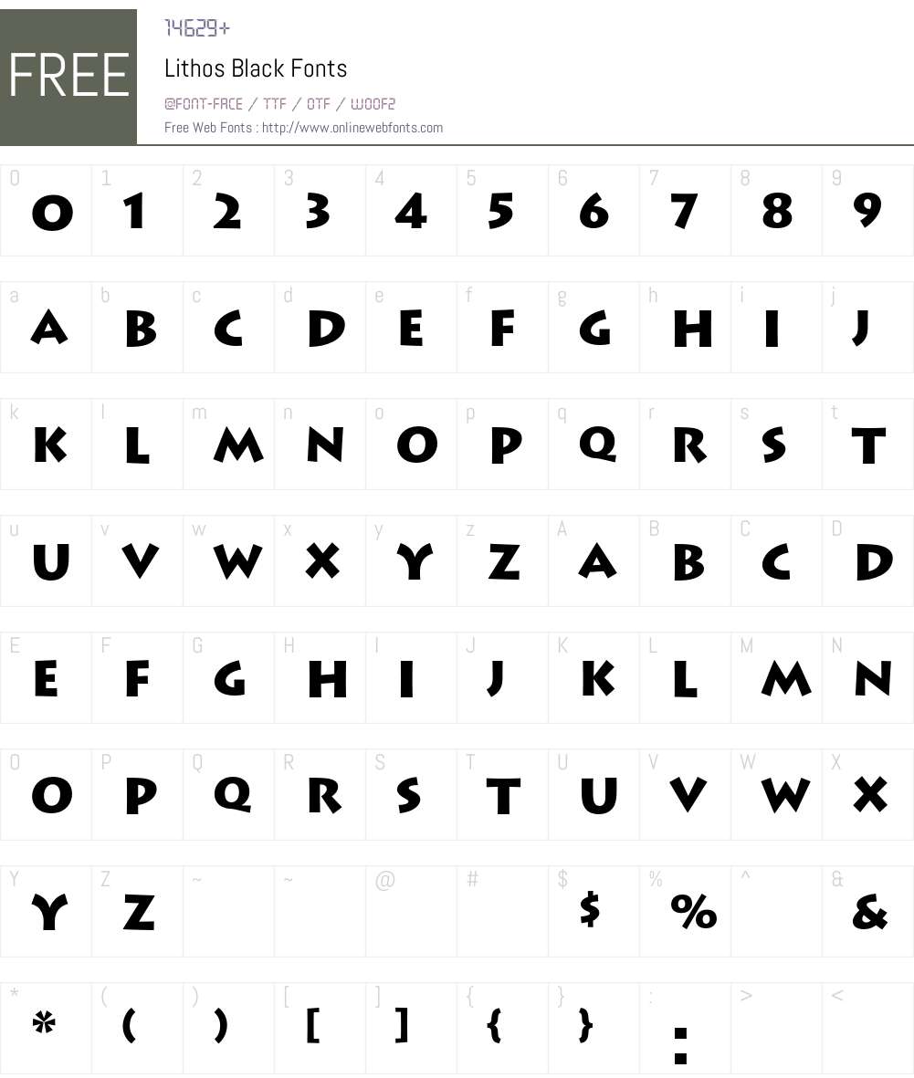 Lithos Font Screenshots