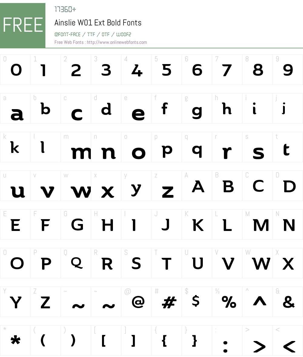 AinslieW01-ExtBold Font Screenshots