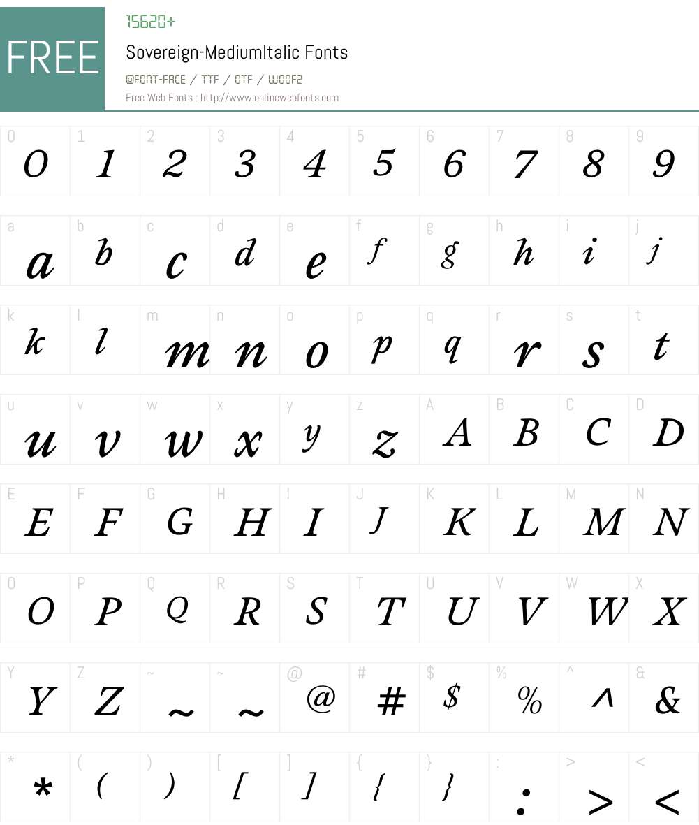 Sovereign-MediumItalic Font Screenshots