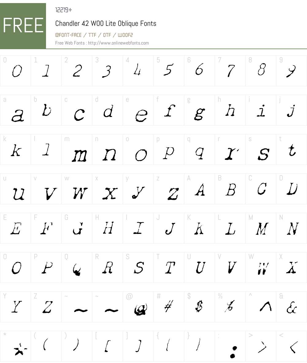 Chandler42W00-LiteOblique Font Screenshots