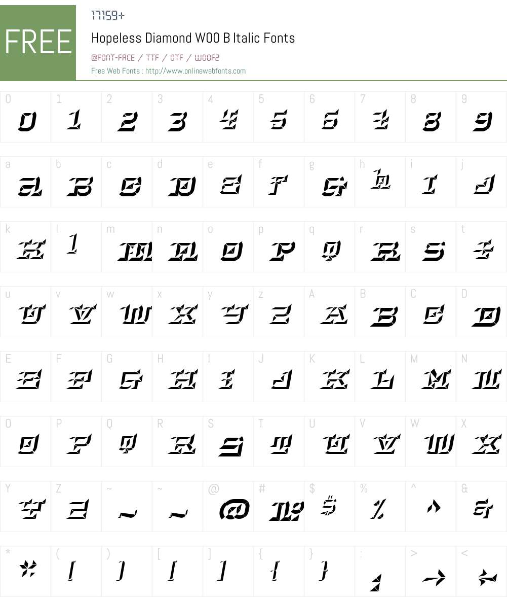 HopelessDiamondW00-BItalic Font Screenshots