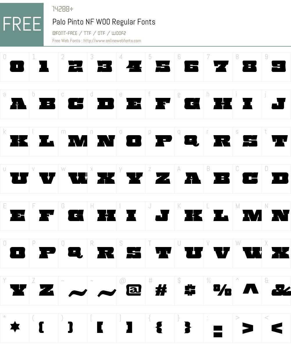 PaloPintoNFW00-Regular Font Screenshots