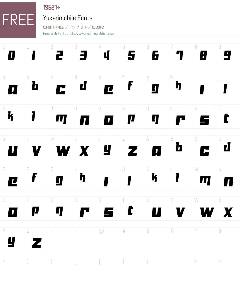 Yukarimobile Font Screenshots