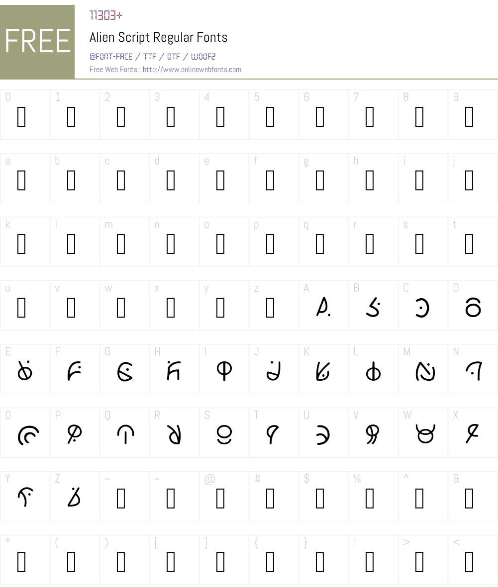 Alien Script Regular 001.002 Fonts Free Download - OnlineWebFonts.COM