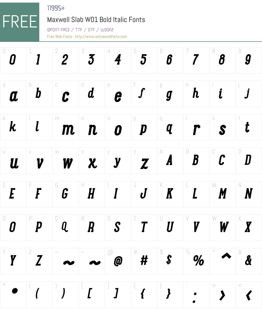 MaxwellSlabW01-BoldItalic Font Screenshots