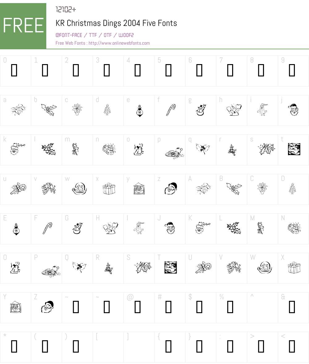 KR Christmas Dings 2004 Five Font Screenshots
