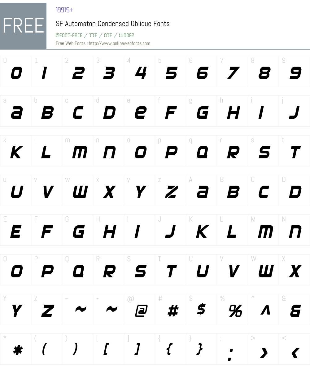 SF Automaton Condensed Font Screenshots