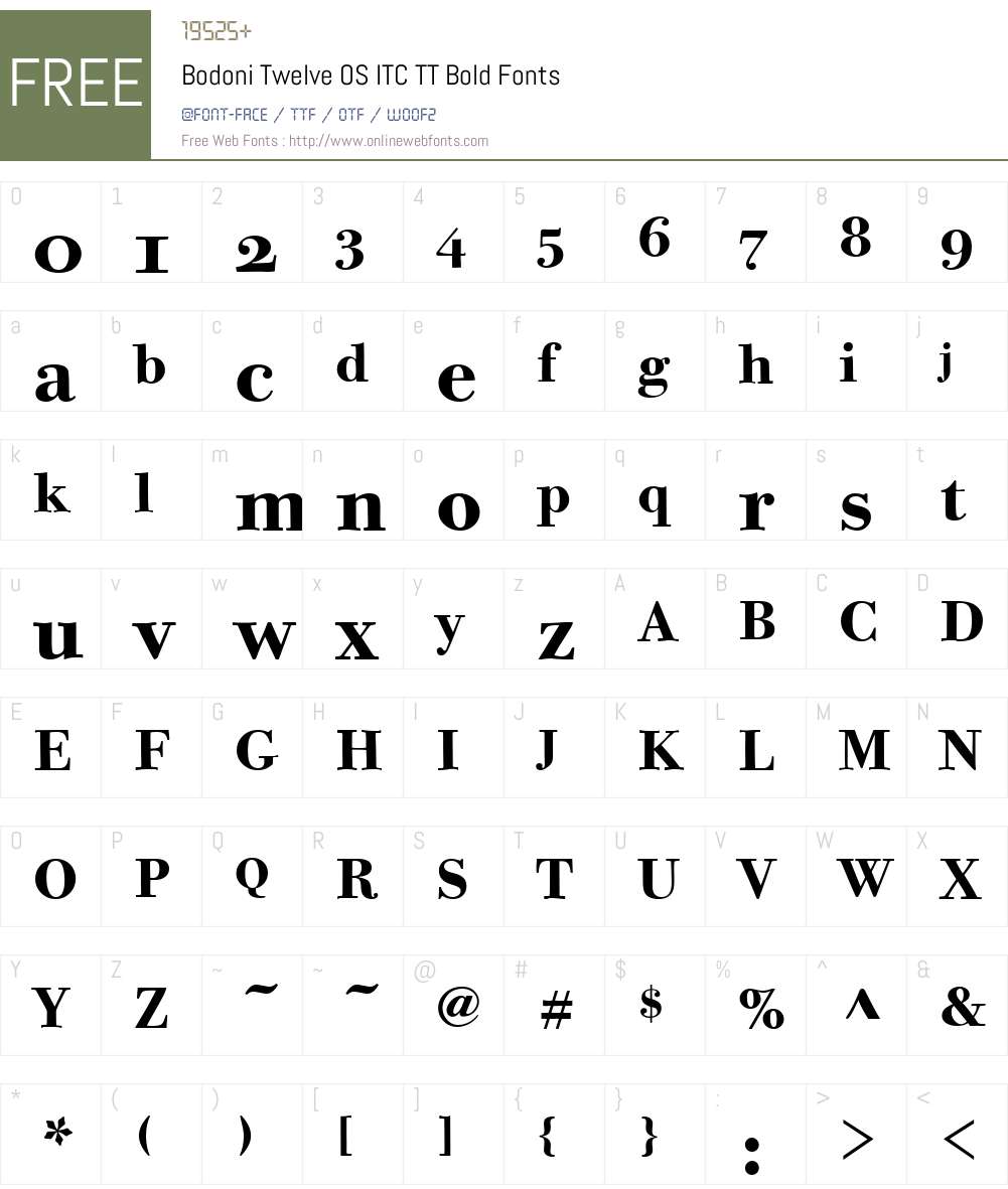 Bodoni Twelve OS ITC TT Font Screenshots