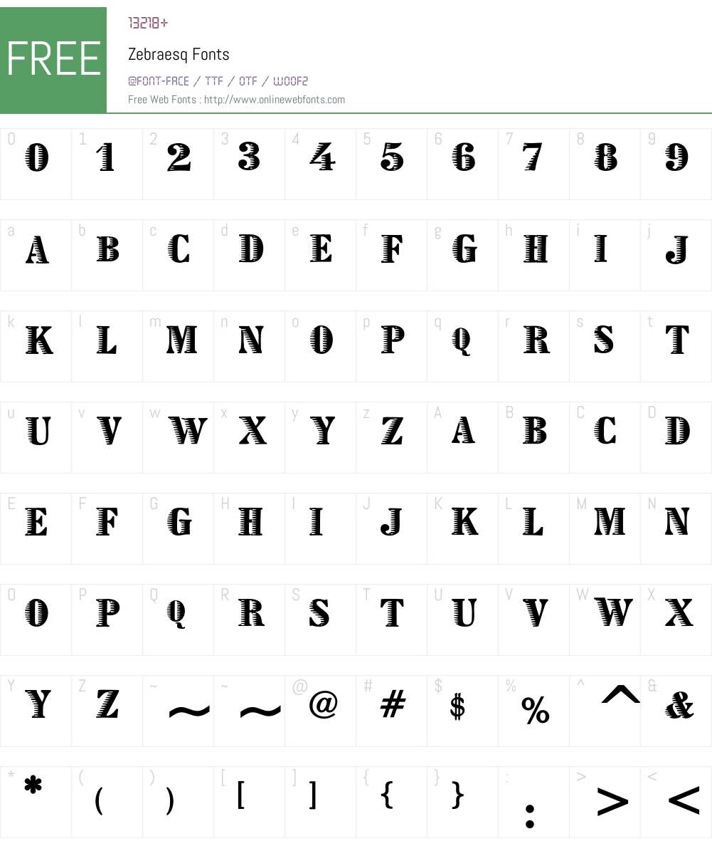 Zebraesq Font Screenshots
