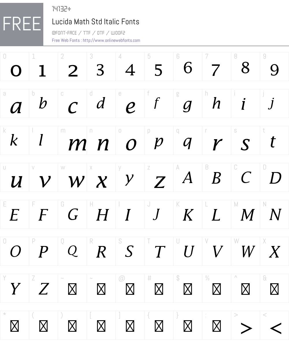 Lucida Math Std Font Screenshots