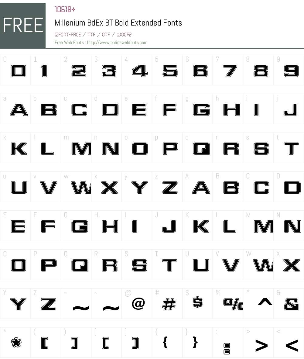 Millenium BdEx BT Font Screenshots