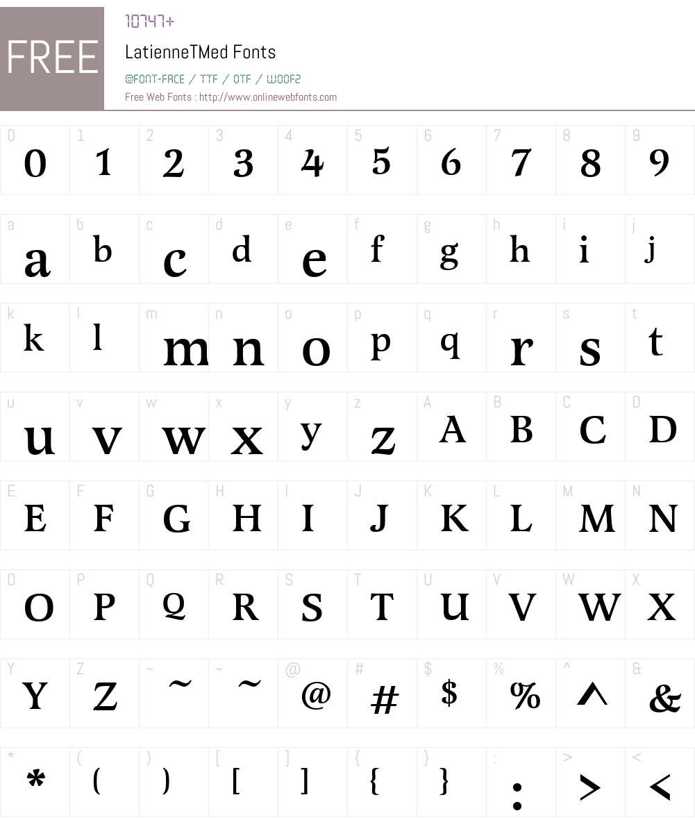 LatienneTMed Font Screenshots