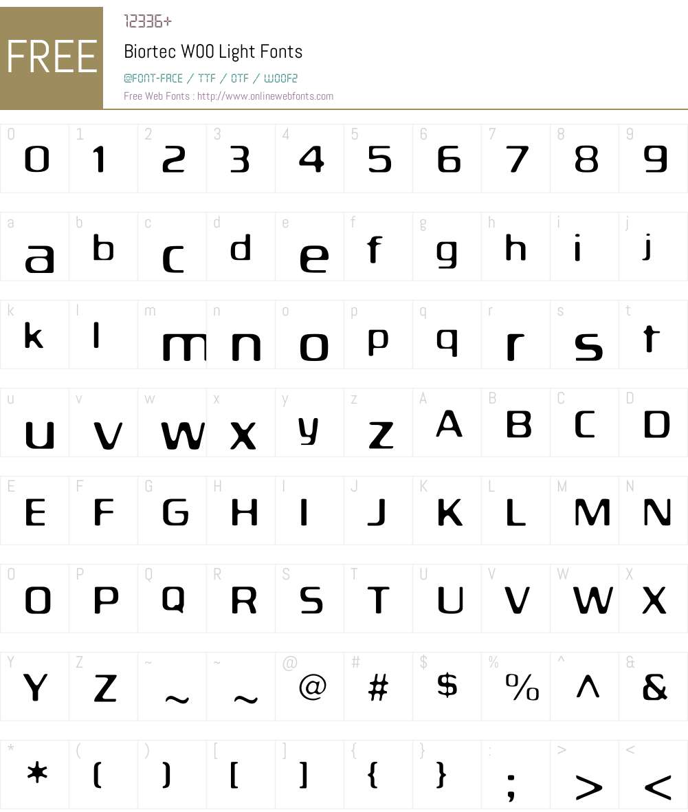 BiortecLight Font Screenshots