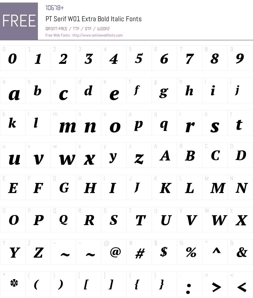 PTSerifW01-ExtraBoldItalic Font Screenshots