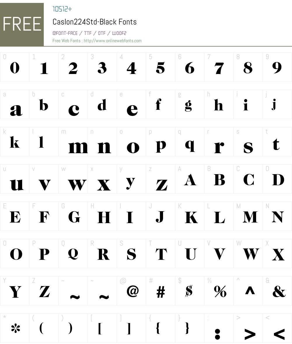 ITC Caslon 224 Std Black Font Screenshots