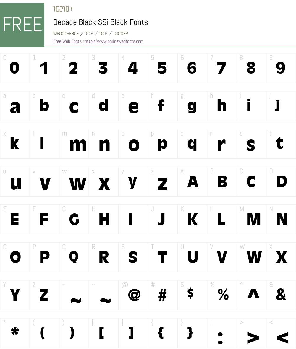 Decade Black SSi Font Screenshots
