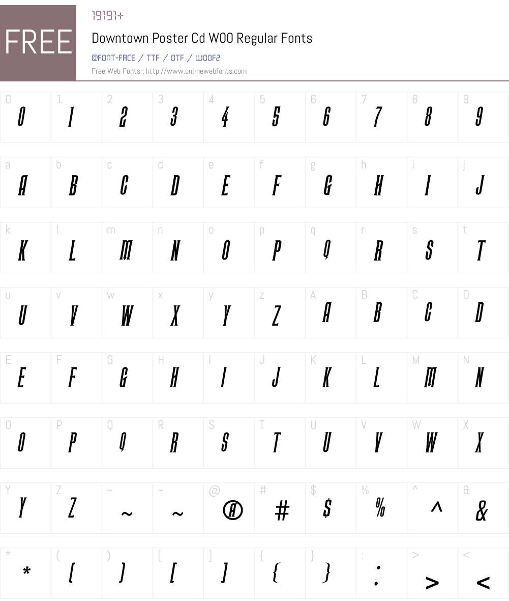 DowntownPosterCdW00-Rg Font Screenshots