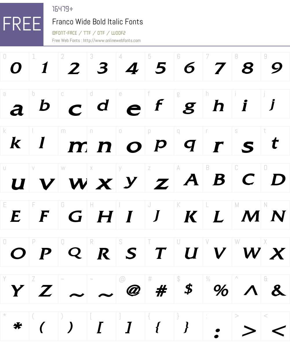 Franco Wide Font Screenshots