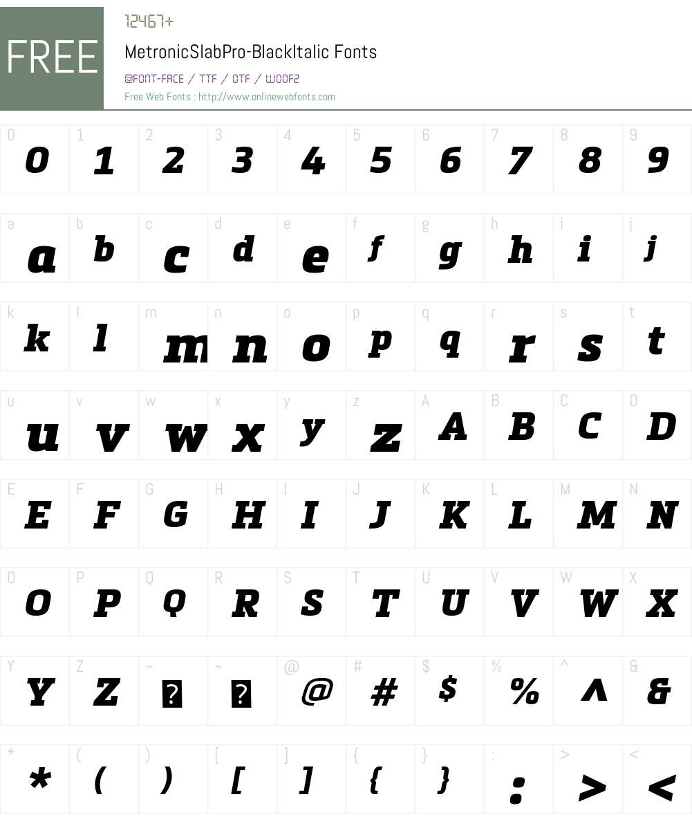 Metronic Slab Pro Font Screenshots
