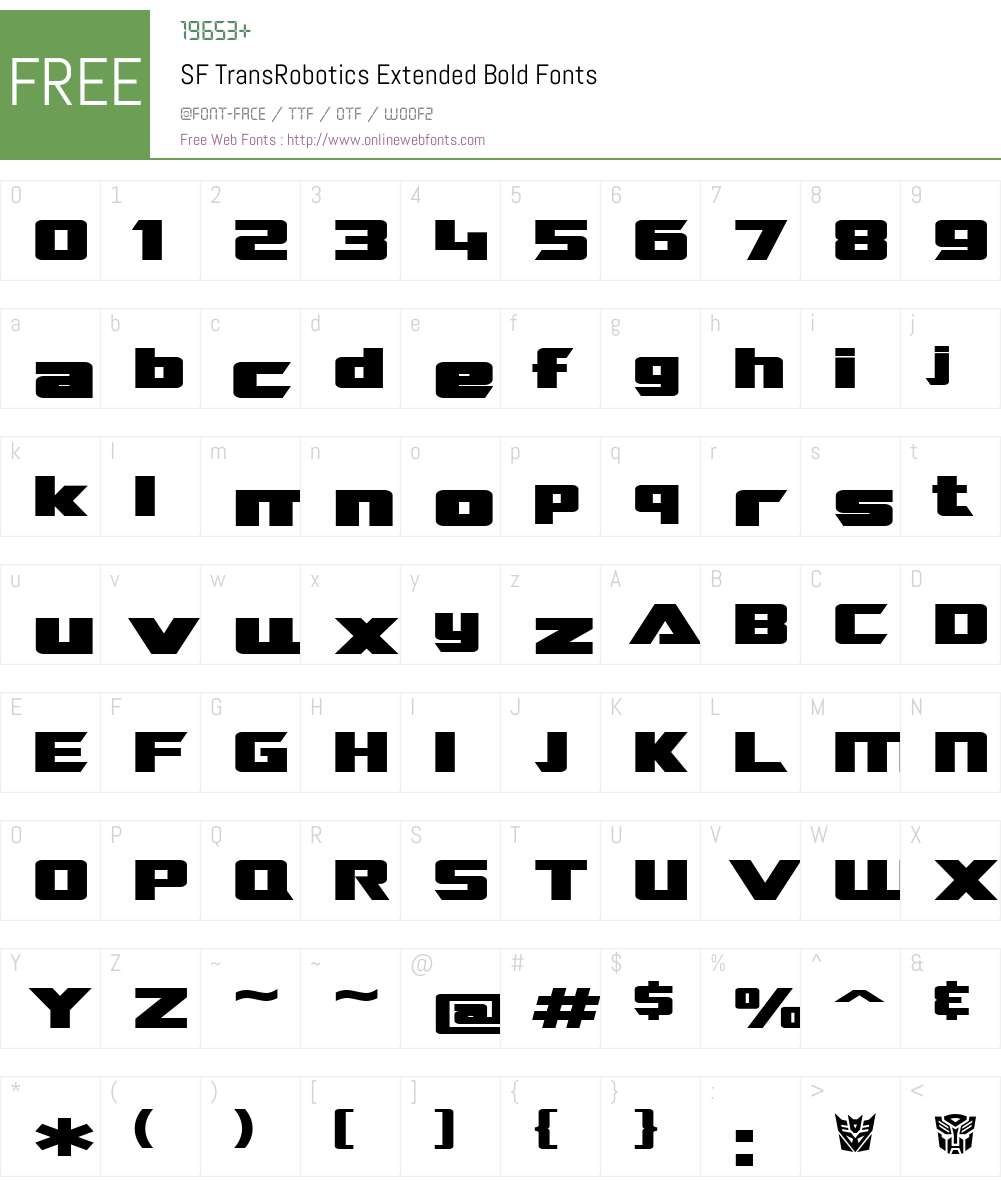 SF TransRobotics Extended Font Screenshots