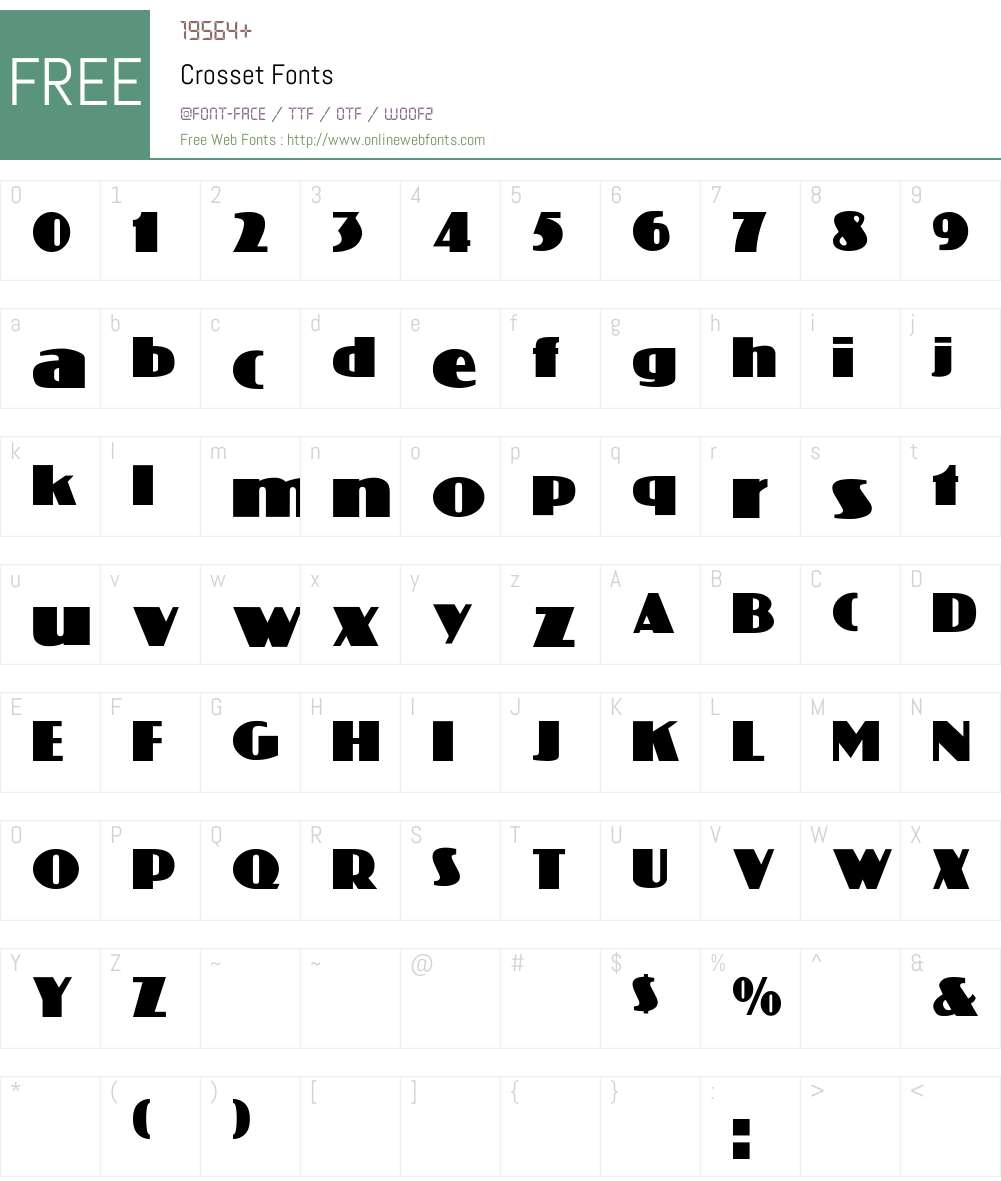 Crosset Font Screenshots