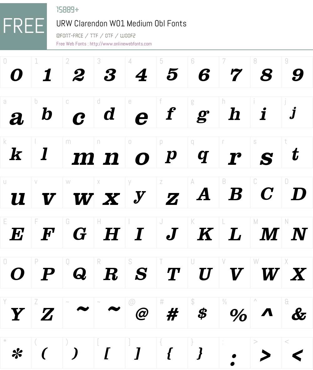 URWClarendonW01-MediumObl Font Screenshots