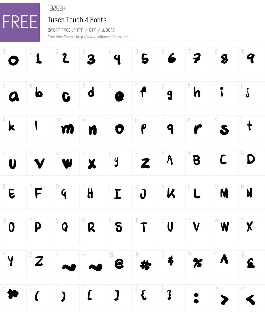 Tusch Touch 4 Font Screenshots