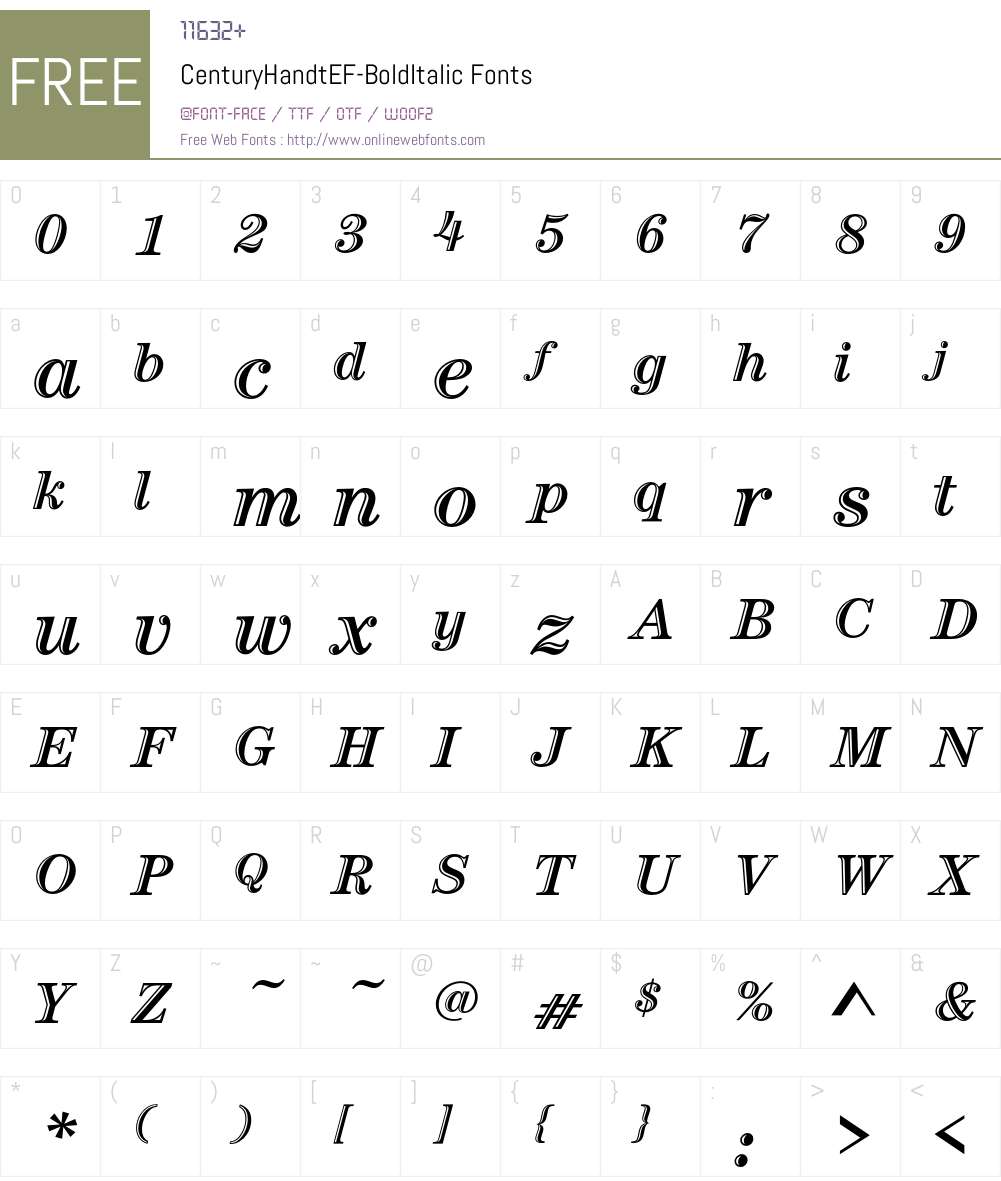 CenturyHandtEF Font Screenshots