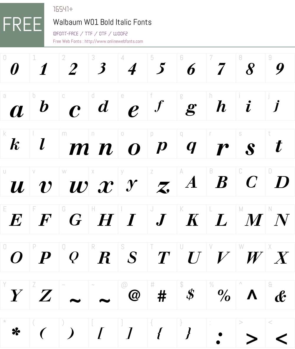 WalbaumW01-BoldItalic Font Screenshots