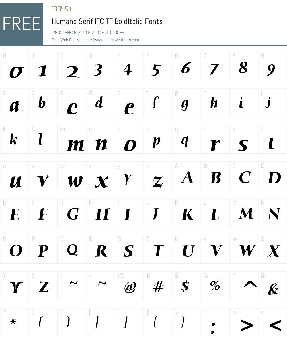 Humana Serif ITC TT Font Screenshots