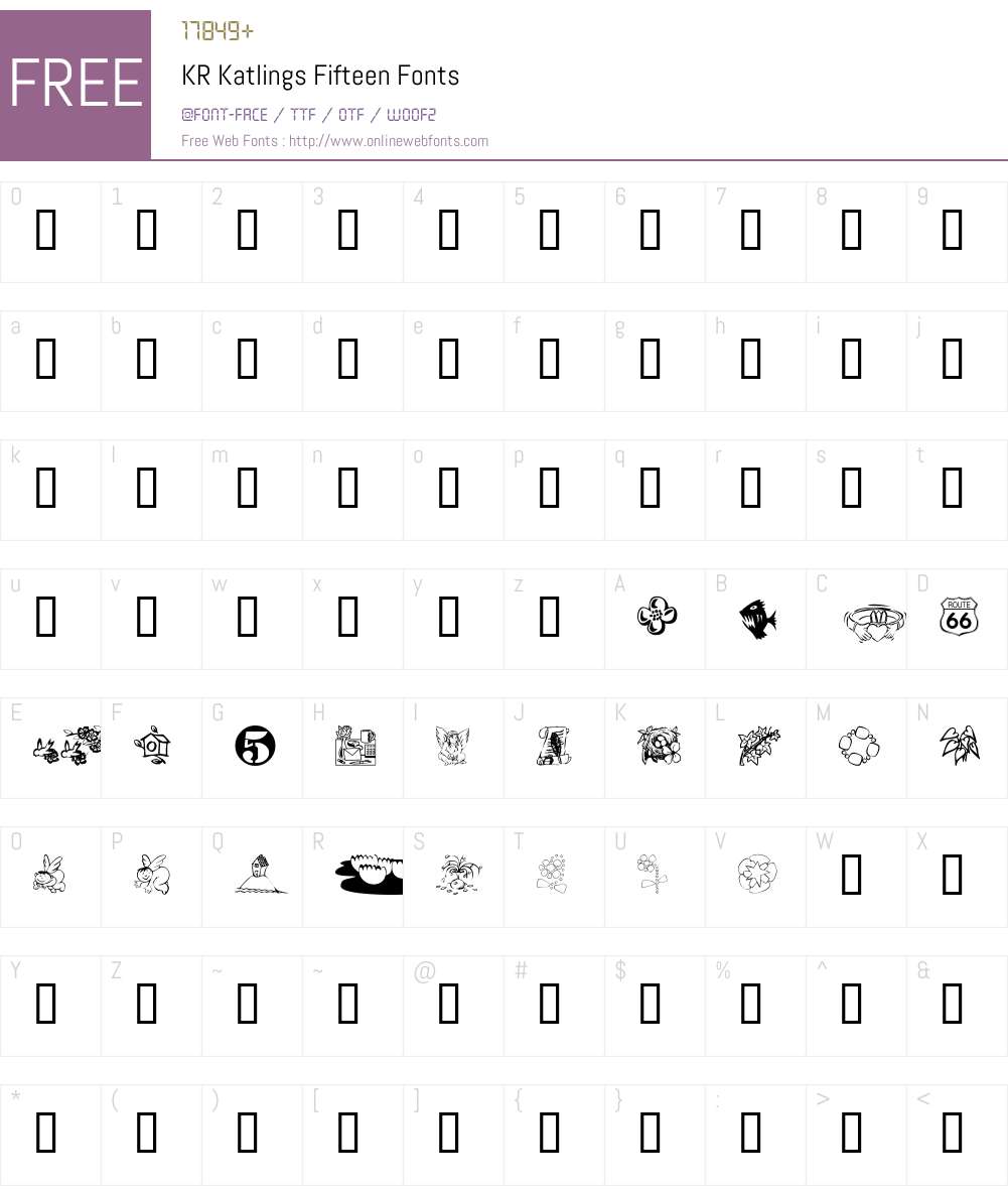 KR Katlings Fifteen Font Screenshots