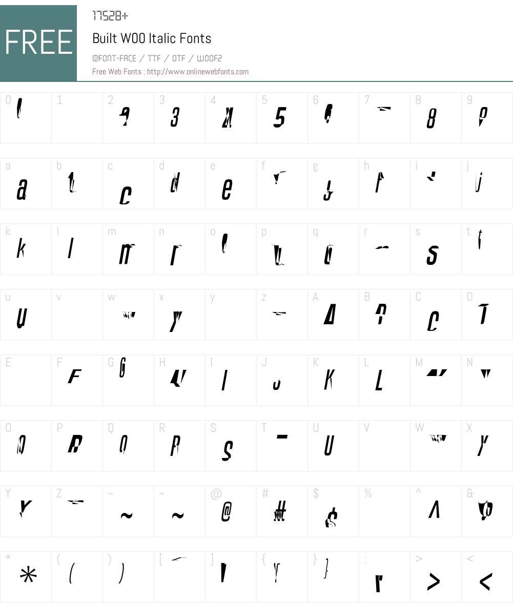 BuiltW00-Italic Font Screenshots