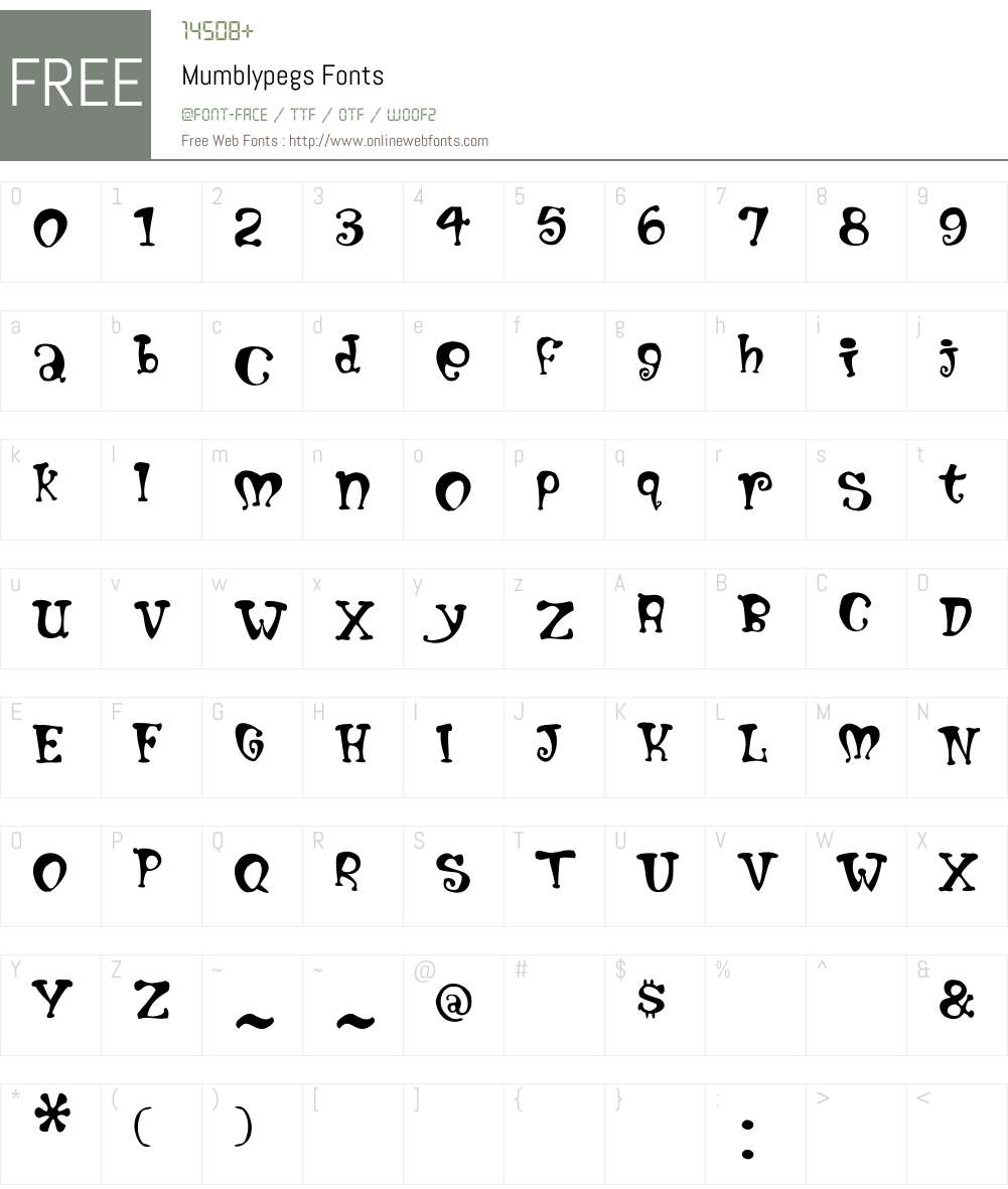 Mumblypegs Font Screenshots
