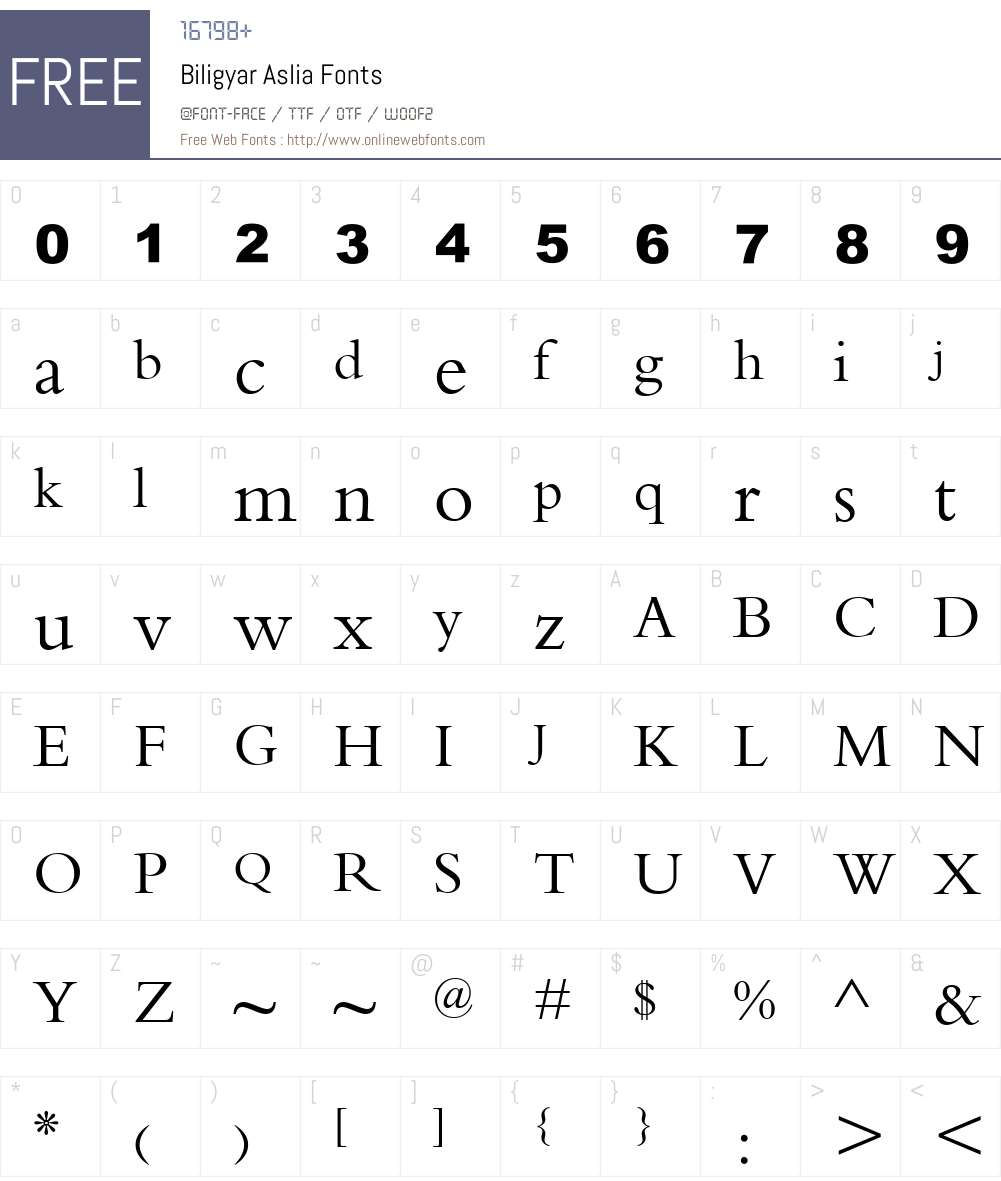 Biligyar Aslia Font Screenshots