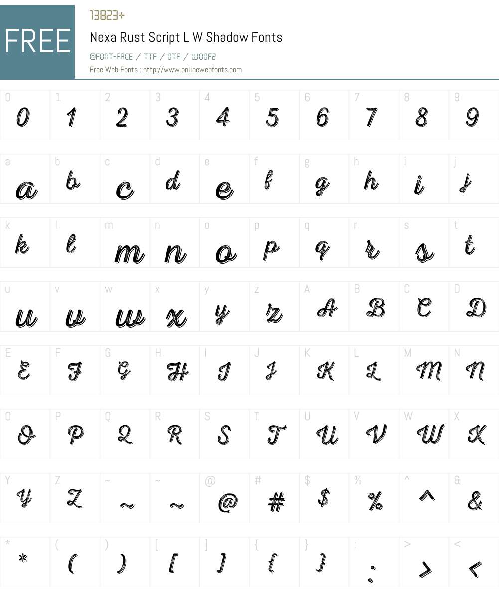 NexaRustScriptLW-Shadow Font Screenshots