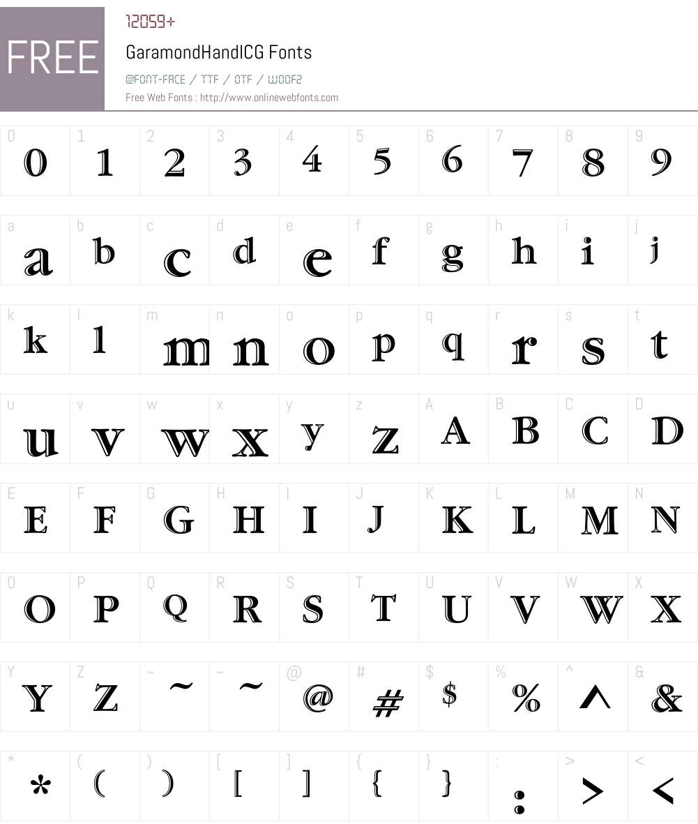 GaramondHandICG Font Screenshots