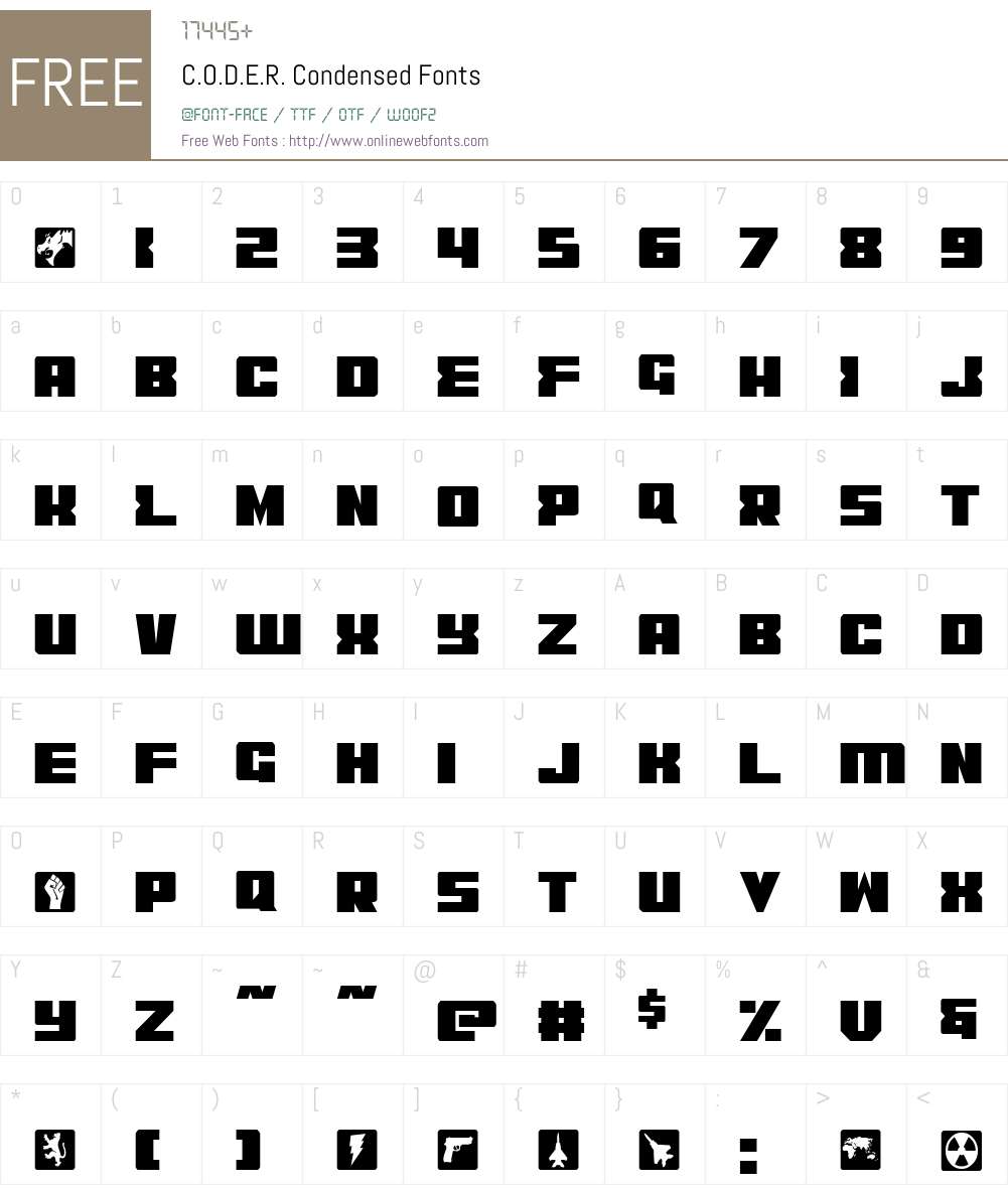 C.O.D.E.R. Condensed Font Screenshots
