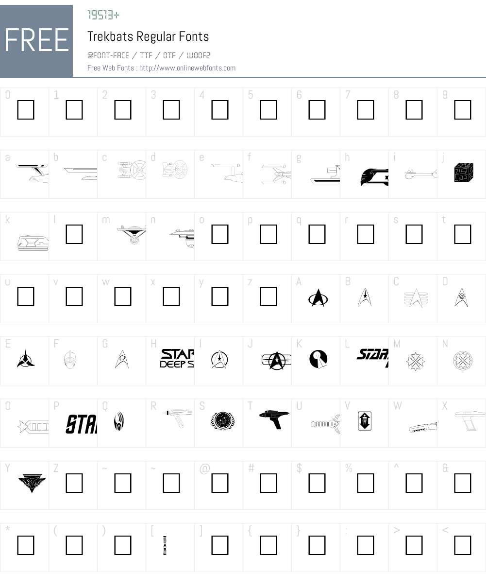 Trekbats Font Screenshots