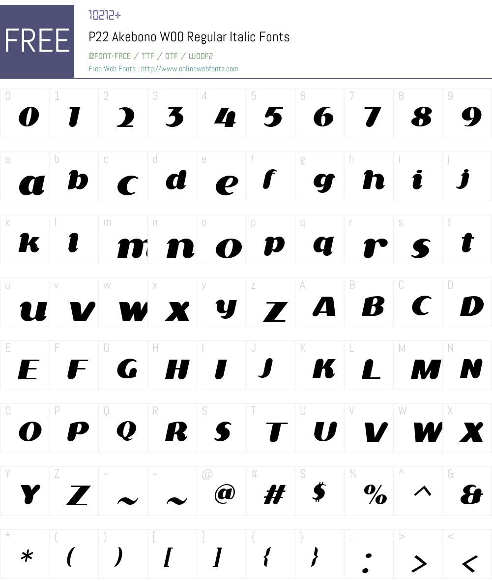 P22AkebonoW00-RegularItalic Font Screenshots