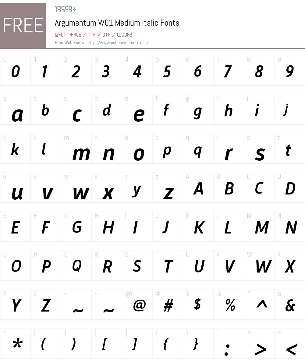 ArgumentumW01-MediumItalic Font Screenshots