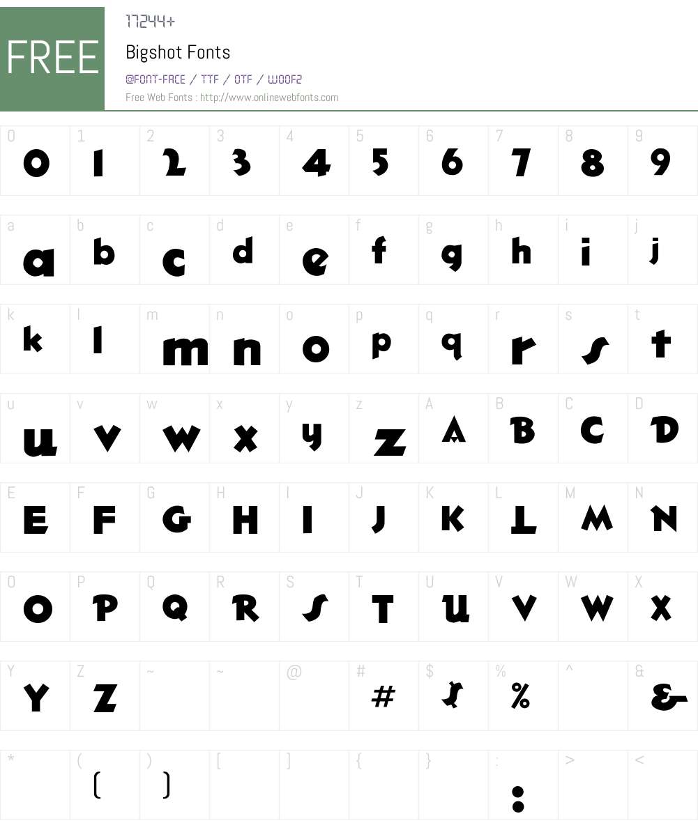 Bigshot Font Screenshots