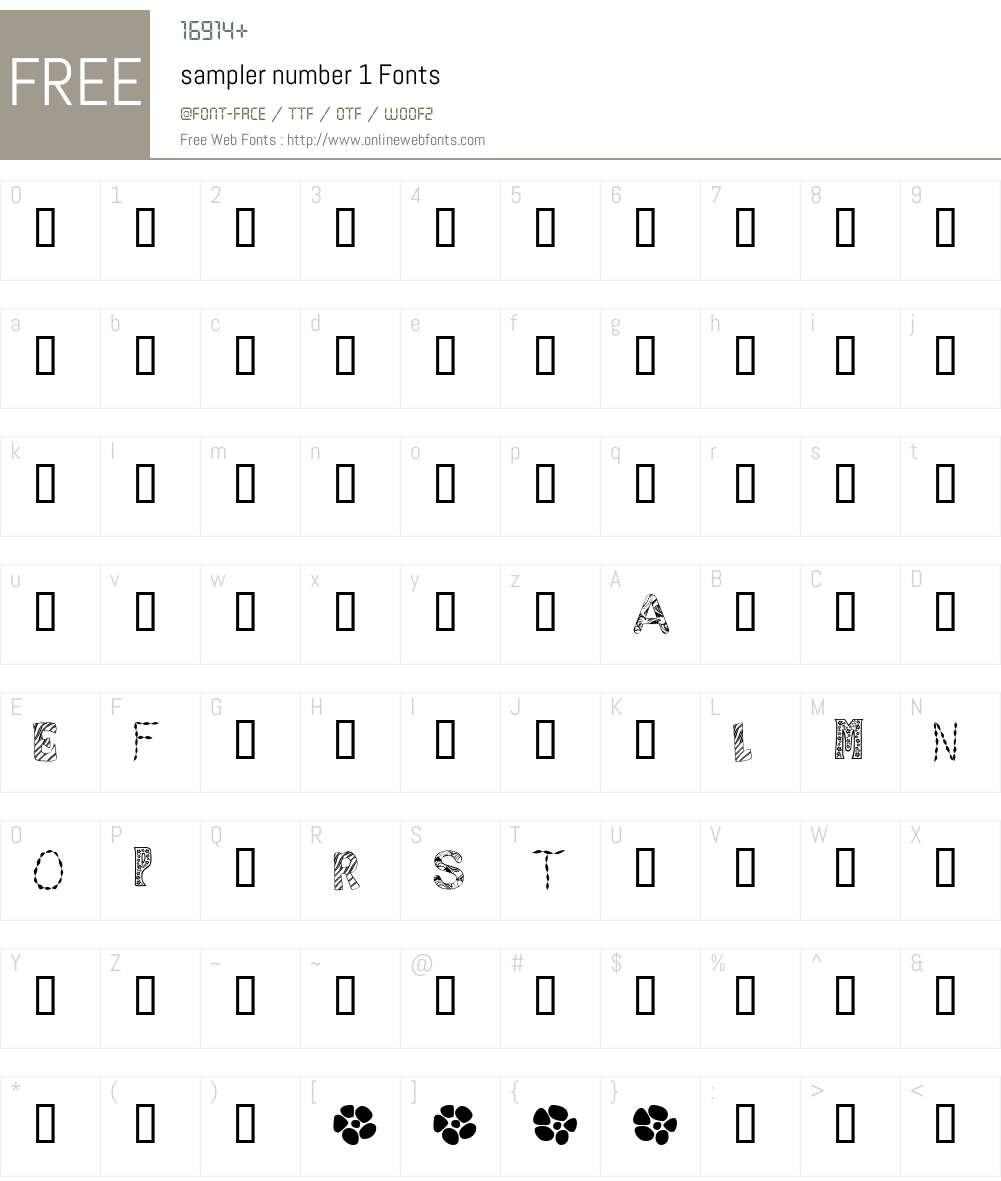 sampler number 1 Font Screenshots