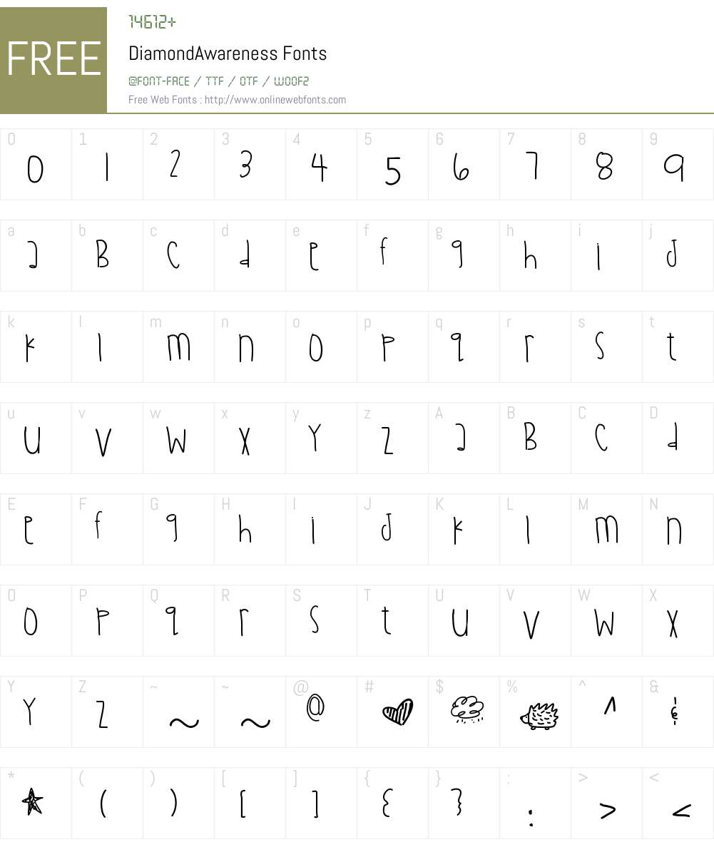 DiamondAwareness Font Screenshots
