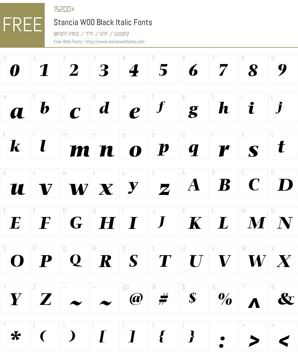 StanciaW00-BlackItalic Font Screenshots