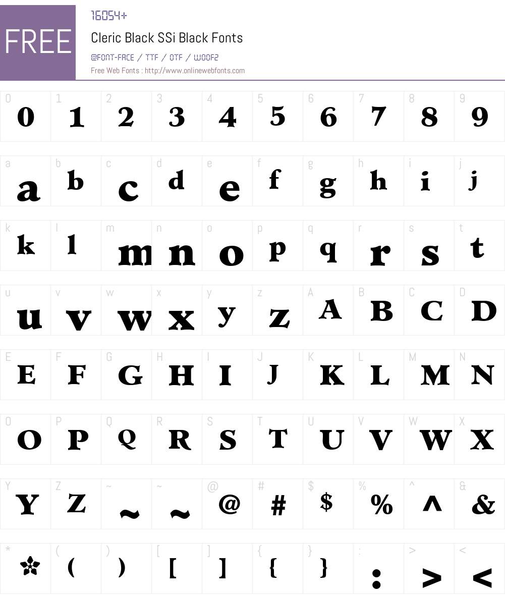Cleric Black SSi Font Screenshots