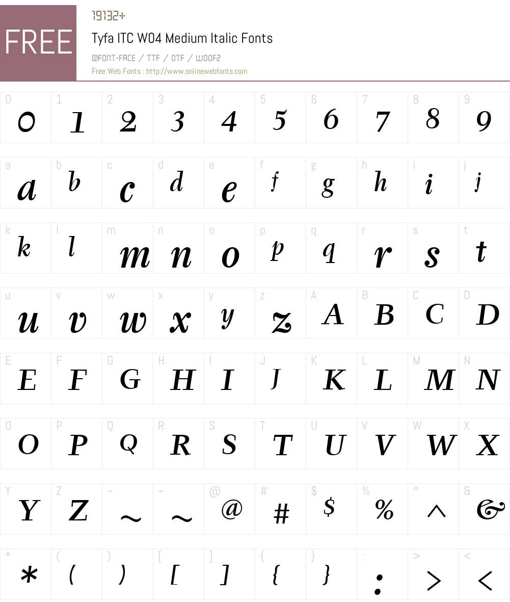 ITC Tyfa Font Screenshots